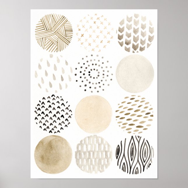 Neutral Abstract Circle Pattern Poster (Front)