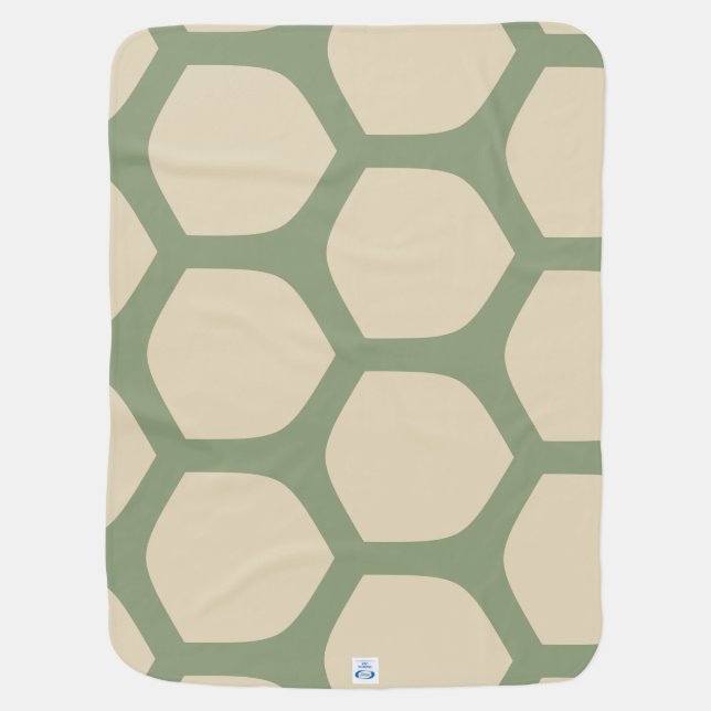 Neutral Abstract Green & Beige Minimal Pattern Baby Blanket (Back)