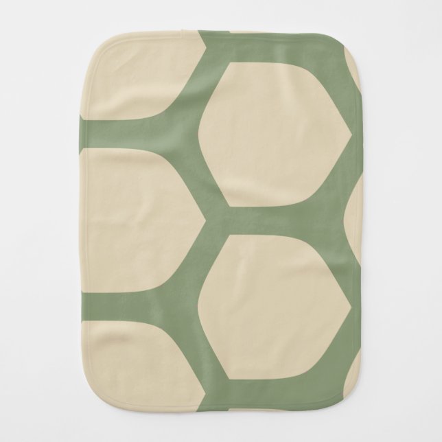 Neutral Abstract Green & Beige Minimal Pattern Baby Burp Cloth (Front)