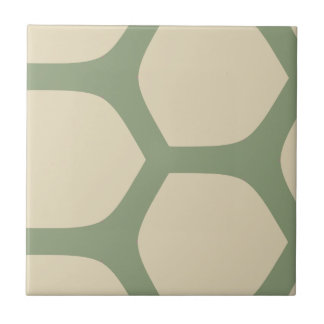 Neutral Abstract Green & Beige Minimal Pattern Ceramic Tile