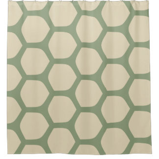 Neutral Abstract Green & Beige Minimal Pattern Shower Curtain