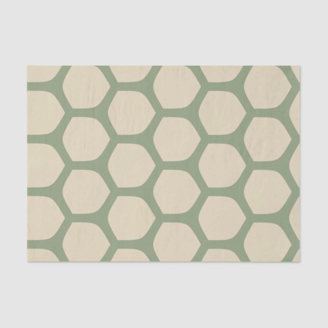Neutral Abstract Green & Beige Minimal Pattern Tissue Paper (Front)