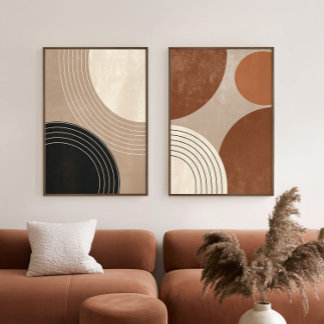 Neutral Abstract Japandi Geometric Wall Art Wall Art Sets