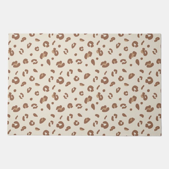 Neutral Abstract Leopard Print Pattern | Modern An Doormat (Front)
