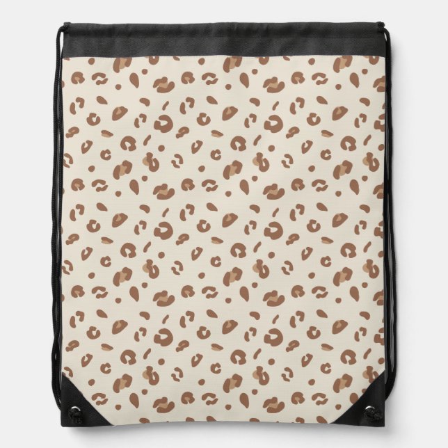 Neutral Abstract Leopard Print Pattern | Modern An Drawstring Bag (Front)