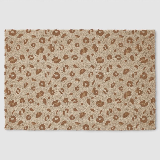 Neutral Abstract Leopard Print Pattern | Modern An Fiber Doormat (Front)