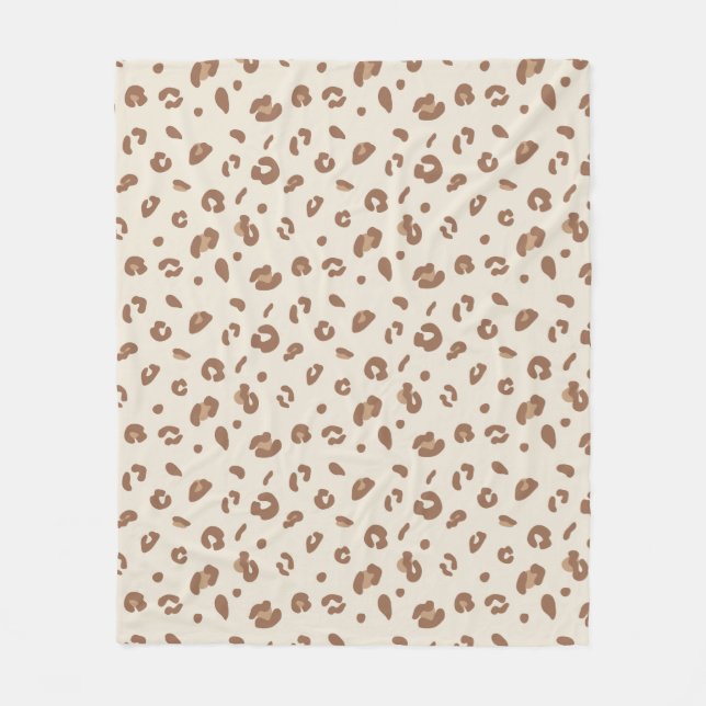 Neutral Abstract Leopard Print Pattern | Modern An Fleece Blanket (Front)