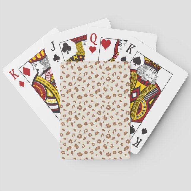Neutral Abstract Leopard Print Pattern | Modern An Poker Cards (Back)