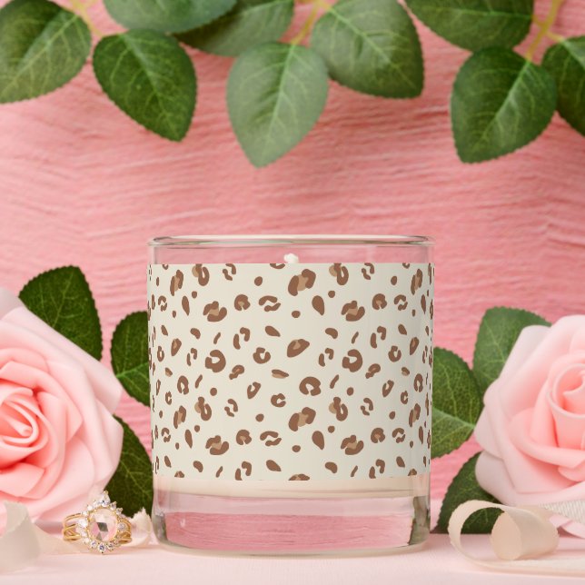 Neutral Abstract Leopard Print Pattern | Modern An Scented Candle (Wedding)