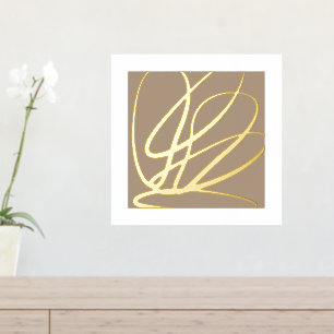 Neutral Abstract Modern Gold Oval Shapes Foil Prints