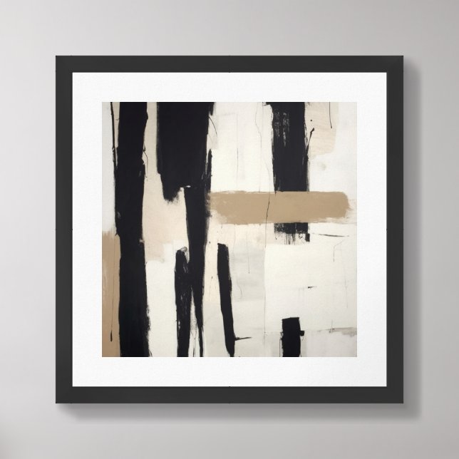 Neutral Abstract Modern Minimalist Elegant Wall Framed Art (Framed Front)