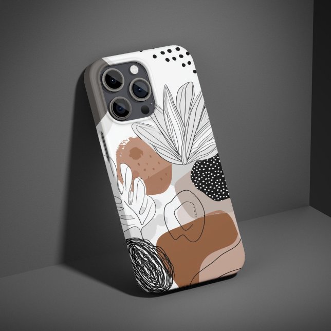 Neutral Abstract Plant Pattern Boho Minimal Aesthe iPhone Case (Creator Uploaded)