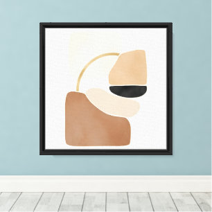 Neutral Abstract Shapes Minimal Modern Fine Art Canvas Print