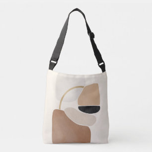 Neutral Abstract Shapes   Minimal Modern Fine Art  Crossbody Bag