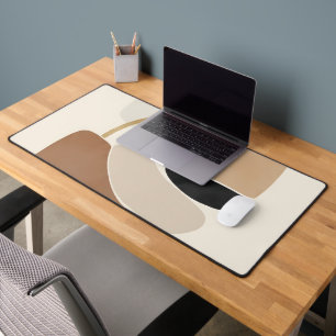 Neutral Abstract Shapes Minimal Modern Fine Art Desk Mat