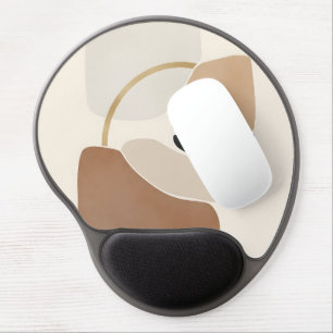 Neutral Abstract Shapes Minimal Modern Fine Art Gel Mouse Pad