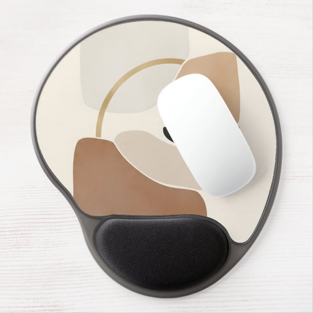 Neutral Abstract Shapes | Minimal Modern Fine Art  Gel Mouse Pad (Left Side)