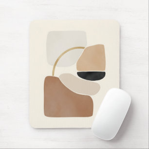 Neutral Abstract Shapes Minimal Modern Fine Art Mouse Pad