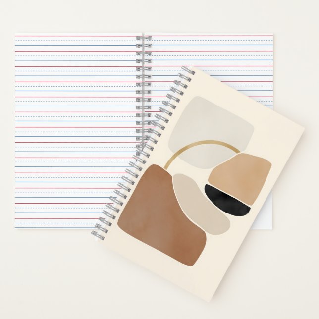 Neutral Abstract Shapes | Minimal Modern Fine Art  Notebook (Inside)
