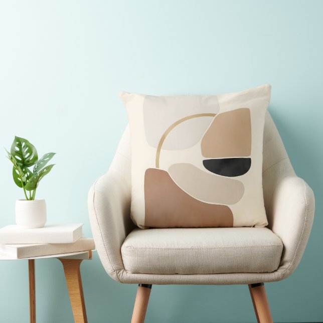 Neutral Abstract Shapes | Minimal Modern Fine Art  Throw Pillow (Chair)