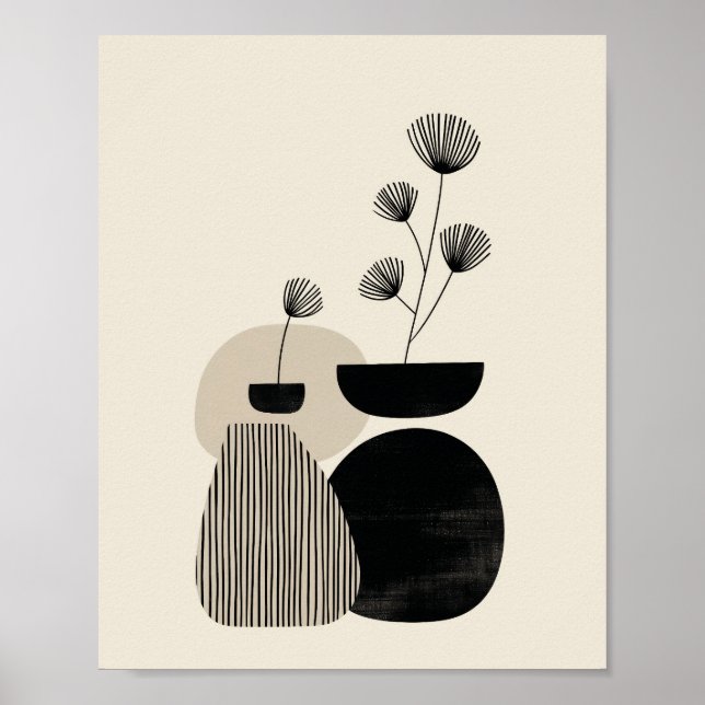 Neutral Abstract Vase Art Poster (Front)