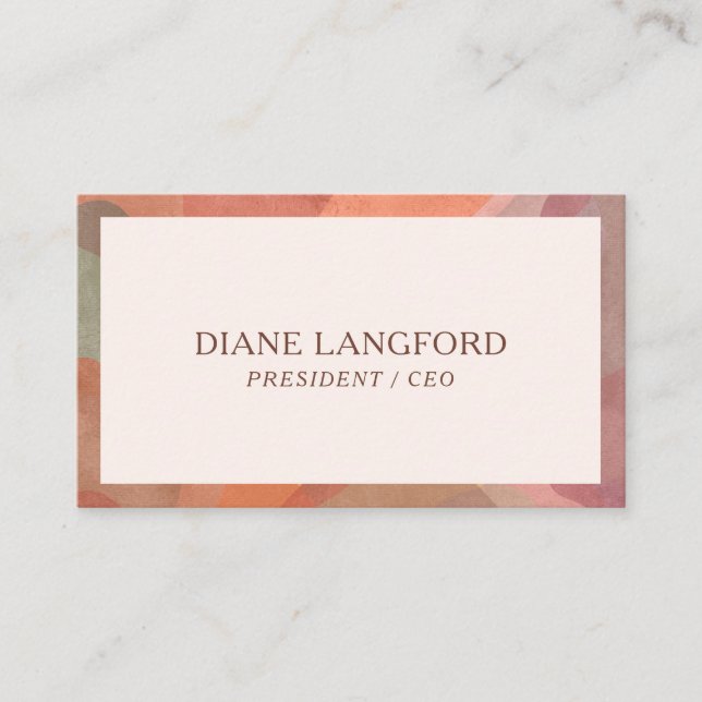 Neutral Abstract Watercolor Modern Business Card (Front)