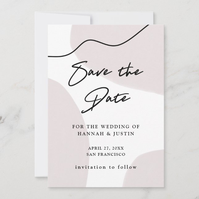Neutral Abstract Watercolor Save The Date (Front)