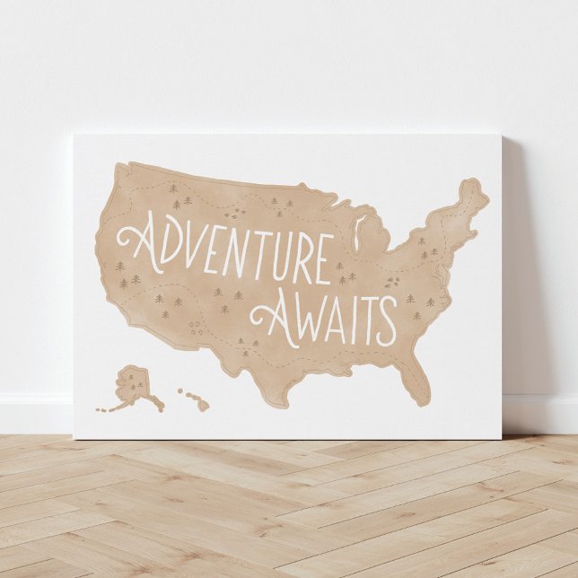 Neutral Adventure Awaits US Map Kids Room Decor (Creator Uploaded)