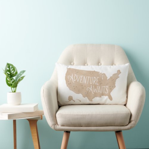 Neutral Adventure Awaits Woodland Kids Room Decor Lumbar Pillow