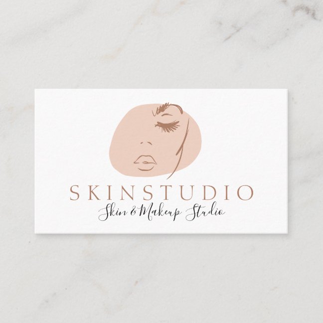 Neutral Aesthetic Woman Face Beauty Skin Business Card
