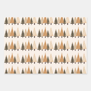 Neutral Afrocentric Tribal Christmas Tree Wrapping Paper Sheets