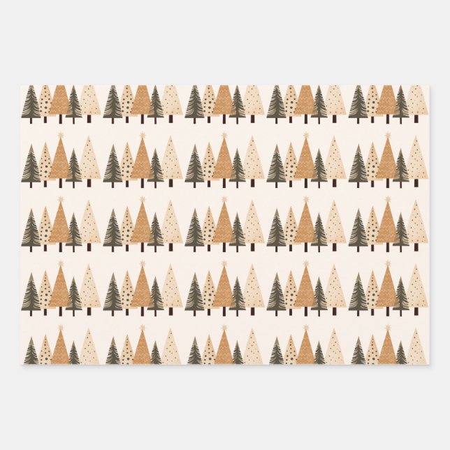 Neutral Afrocentric Tribal Christmas Tree  Wrapping Paper Sheets (Front)