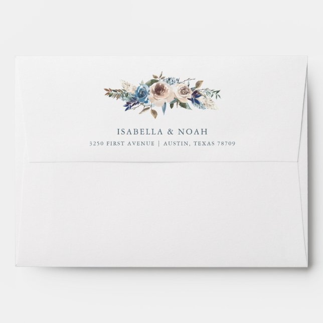Neutral and Blue Floral | Wedding Envelope (Back (Top Flap))