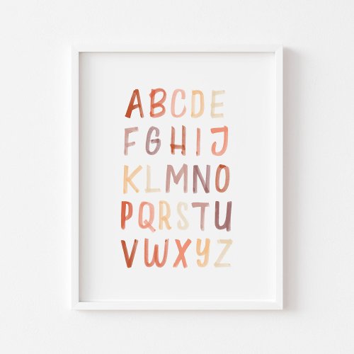Neutral and brown Alphabet educational poster