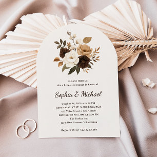 Neutral and Brown Floral Rehearsal Dinner Invitation