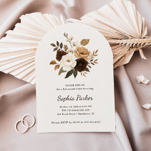 Neutral and Brown Floral Retirement Party Invitation