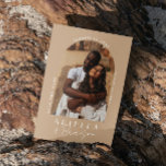 Neutral and Modern Tan Photo Save The Date Card<br><div class="desc">This Neutral and Modern Tan Photo Save The Date Card will display your details and photos beautifully to your guests. Add a photo to the arch display and also to the backside, giving you 2 photo spaces. You can then personalize the names, date and location. The neutral tan and earth...</div>