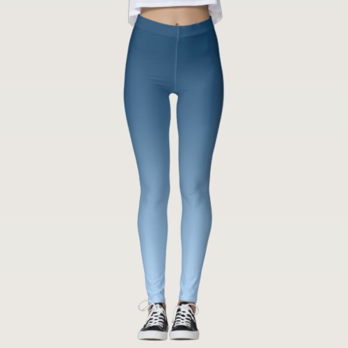 Neutral and Plain Gradient Blue Leggings