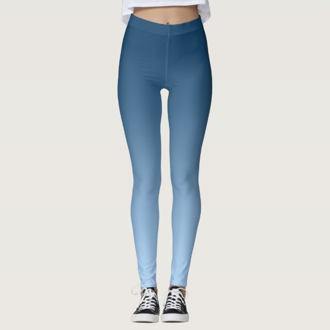 Neutral and Plain Gradient Blue Leggings (Front)