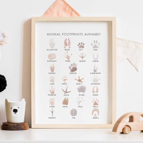 Neutral animal foot print poster