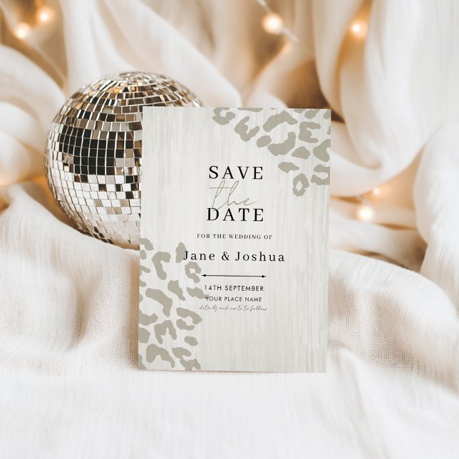 Neutral Animal Print Wedding Save the Date  Invitation (Creator Uploaded)