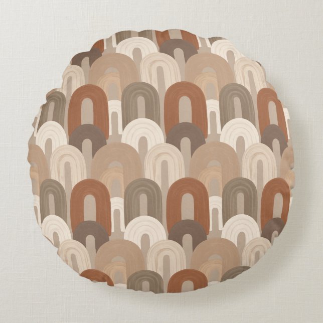 Neutral Arch Abstract Pattern Round Pillow (Front)