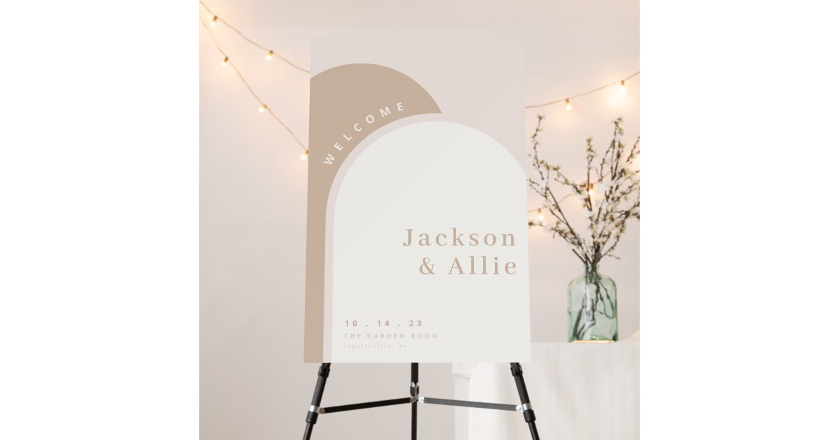 Neutral Arch Boho Minimalist Wedding Welcome Sign | Zazzle