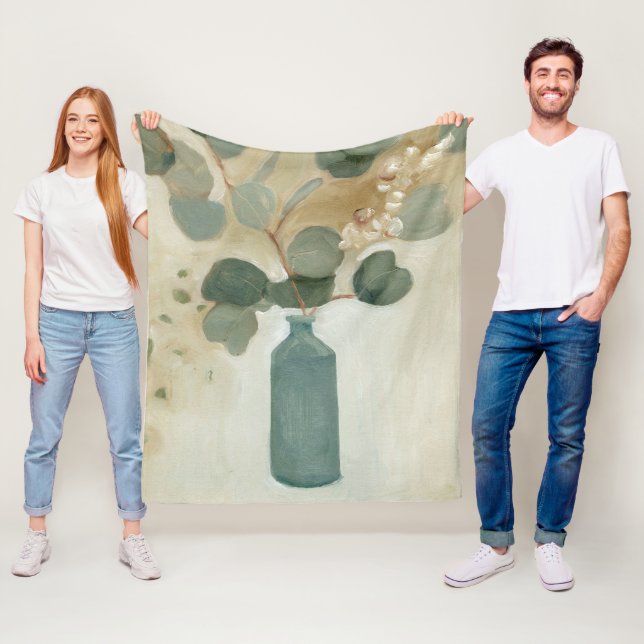 Neutral Arrangement - Greenery in Vase Fleece Blanket (In Situ)