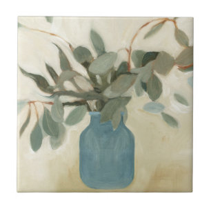 Neutral Arrangement - Stemmed Leaves Ceramic Tile