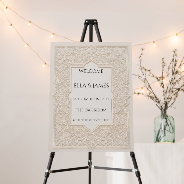 Neutral Art Deco Seating Chart Sign (In Situ (Stand))