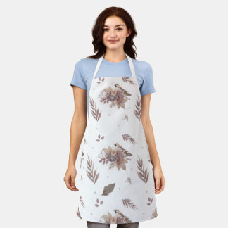 Neutral Autumn Bird Seamless Pattern Apron