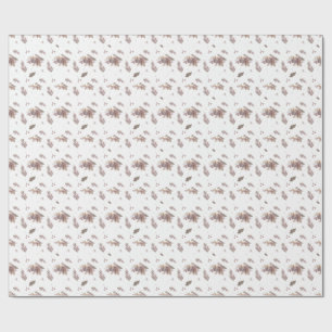 Neutral Autumn Bird Seamless Pattern Wrapping Paper