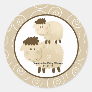 Neutral Baa Baa Sheep Favor Stickers 3-inch