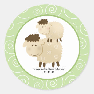 Neutral Baa Baa Sheep Favor Stickers 3-inch